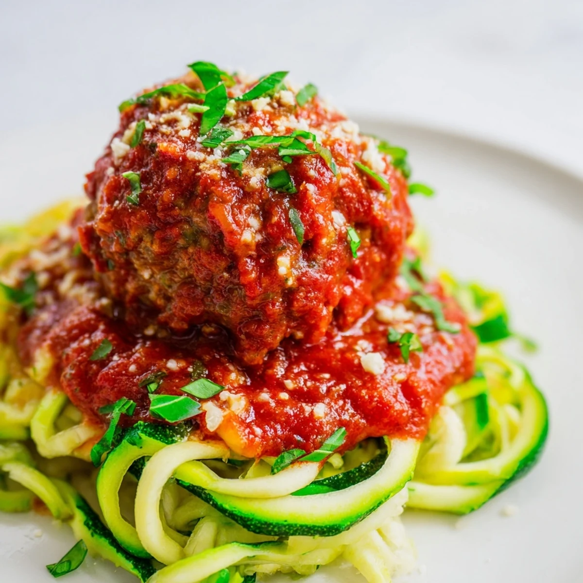 Fresh basil garnish enhances this low-carb, gluten-free Italian-American dinner, perfect for a healthy weeknight meal.