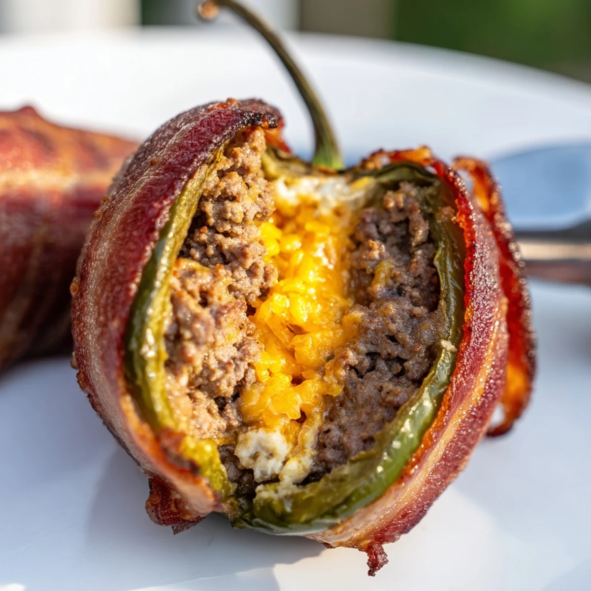 Freshly baked Spicy Jalapeno Poppers with Bacon Beef served with creamy ranch dip and fresh herbs.