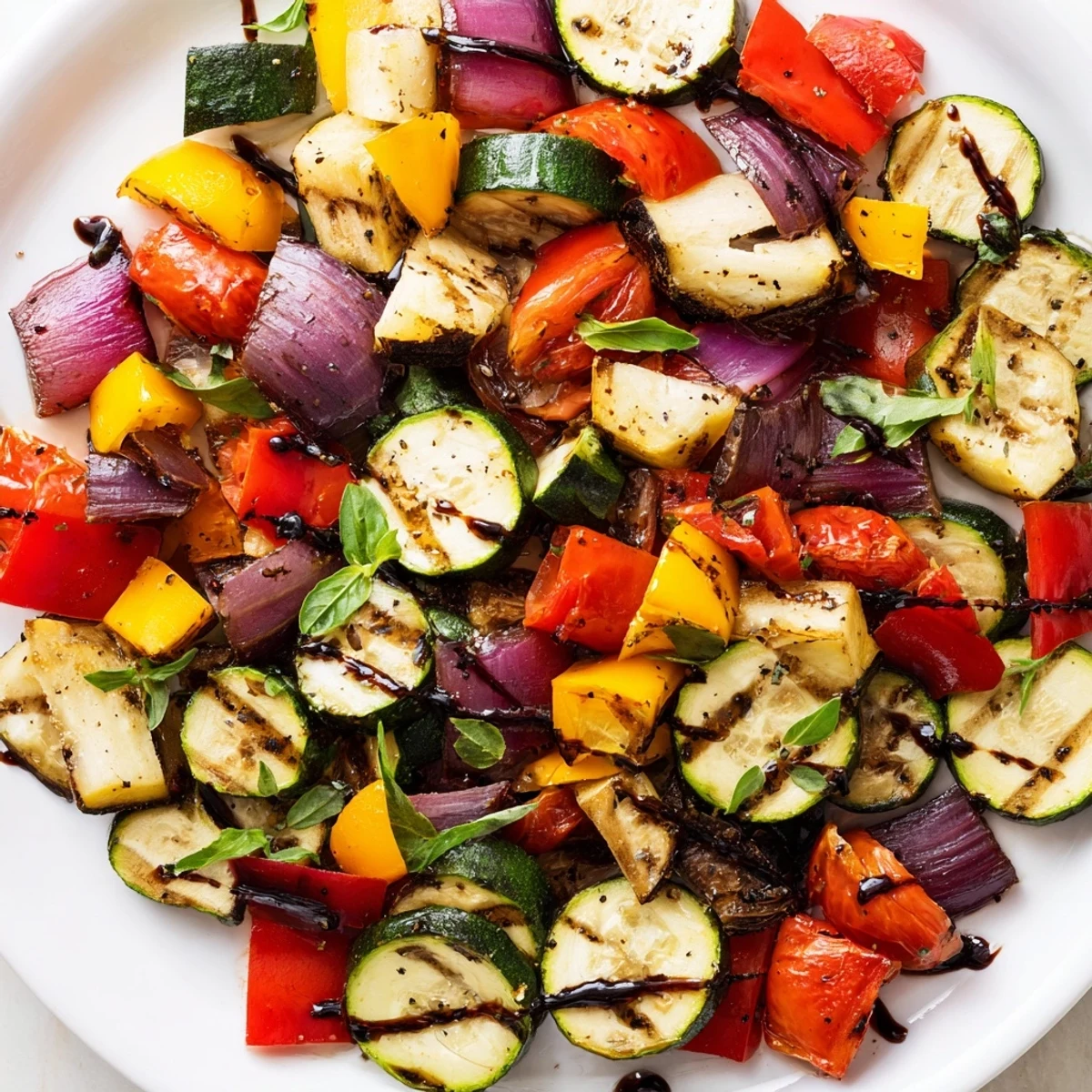Baked Roasted Veggies with Italian Herbs, featuring tender eggplant and zucchini, ready to serve as a healthy side.