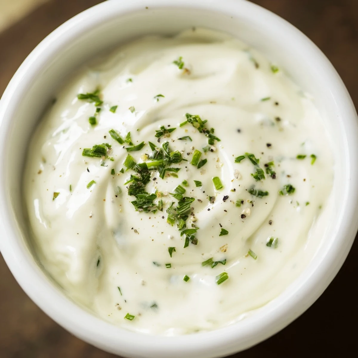 A glass jar of homemade Creamy Salad Dressing with Herbs, with a spoon scooping some out, served beside colorful vegetable crudités.
