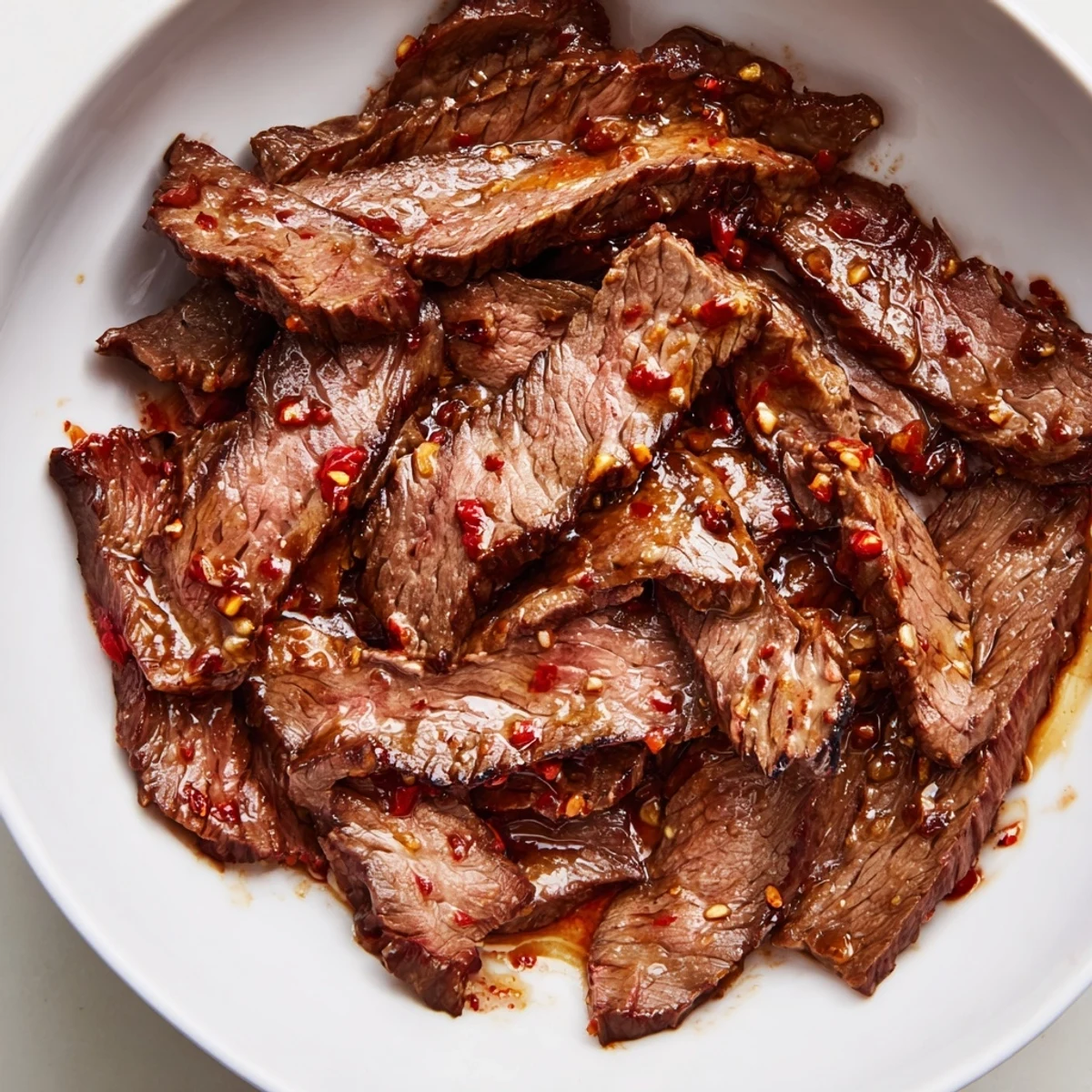 Tender slices of beef stir-fried with crisp vegetables and a spicy sauce over fluffy jasmine rice in this Spicy Beef Dish Bowl.