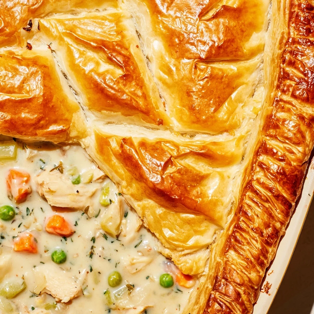 Served in a rustic casserole dish, this comforting American classic is ideal for a cozy weeknight meal, alongside a green salad.