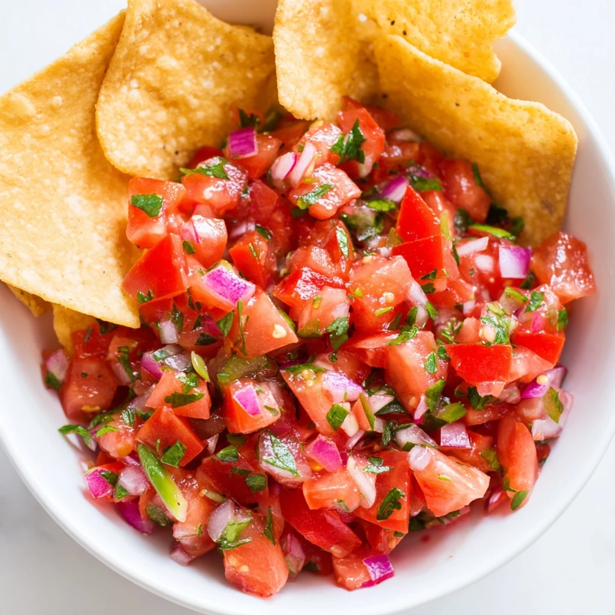 Chunky homemade salsa and golden tortilla chips ready for a game day snack platter.