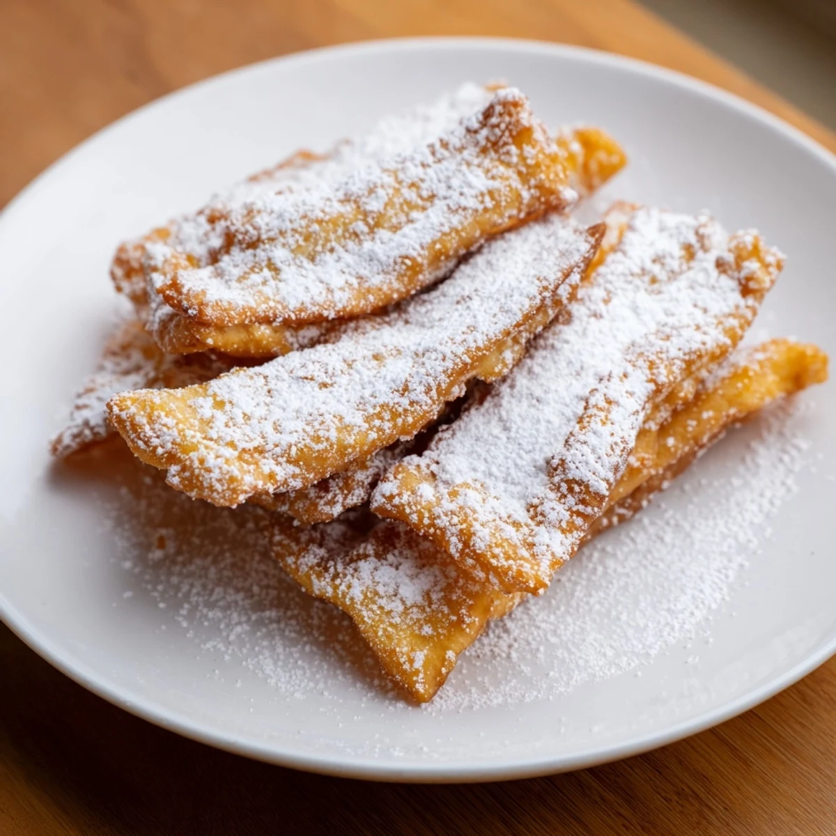 Homemade New Orleans Beignet Fries with Sugar dusted with powdered sugar, ready to share from a rustic tray.
