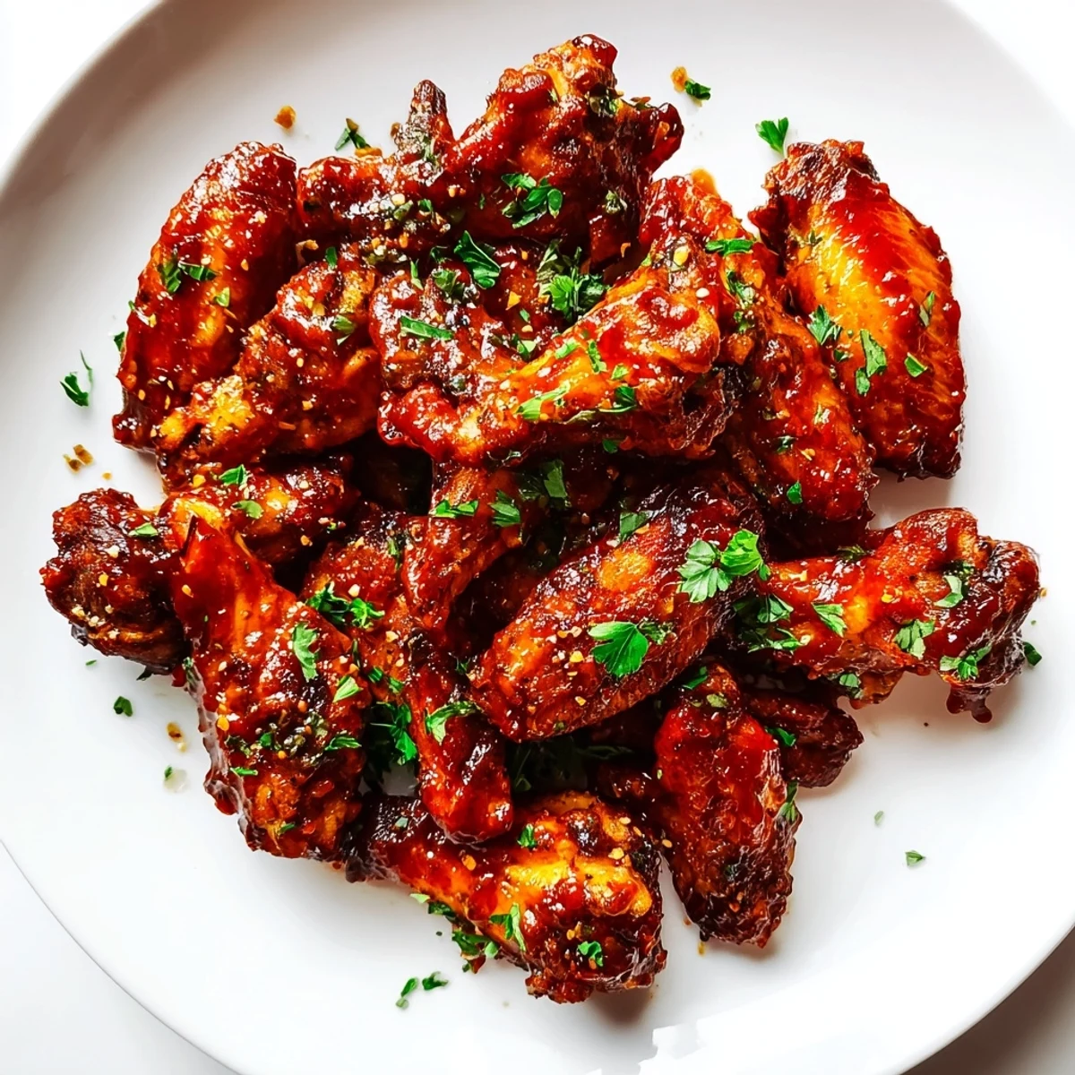 Juicy, smoky BBQ chicken wings arranged on a platter, perfect for a game day party with dipping sauces nearby.