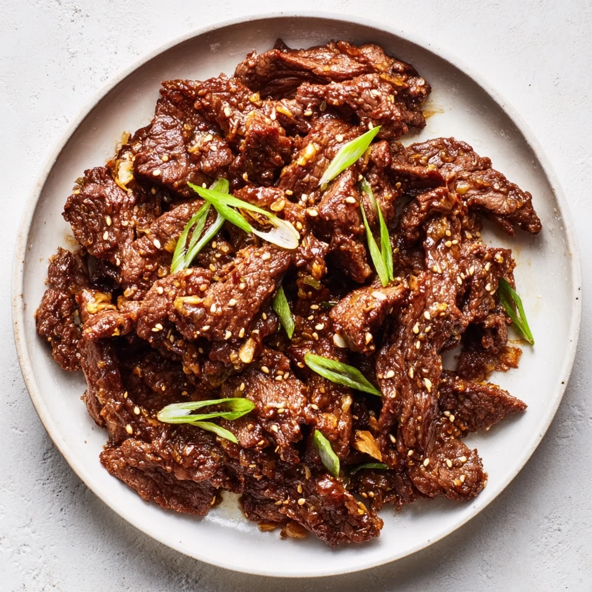 A plate of slow cooker Korean beef piled high in lettuce wraps with fresh veggies, ideal for a flavorful and easy family meal.