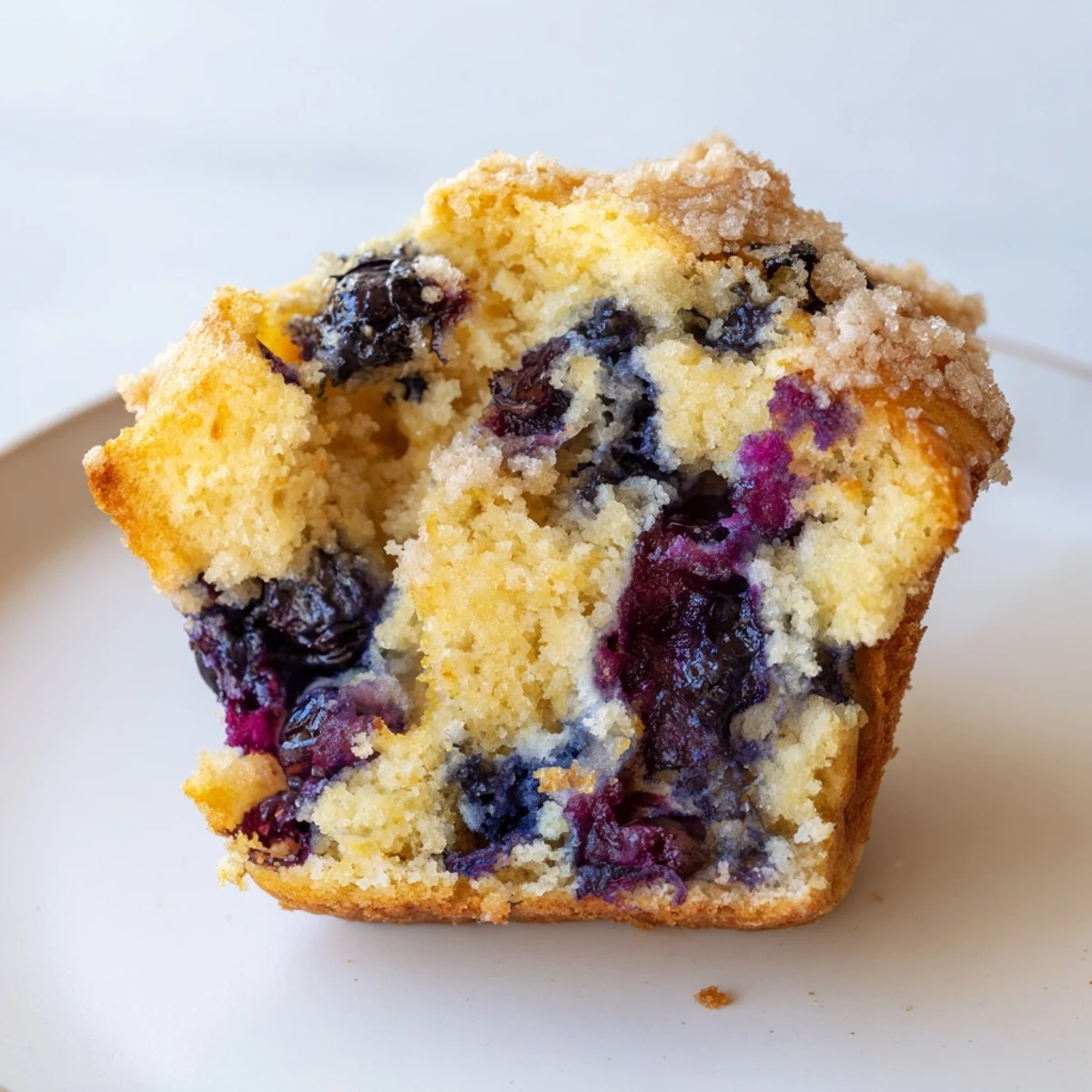 Warm Sourdough Blueberry Muffins on a cooling rack, perfect for breakfast.