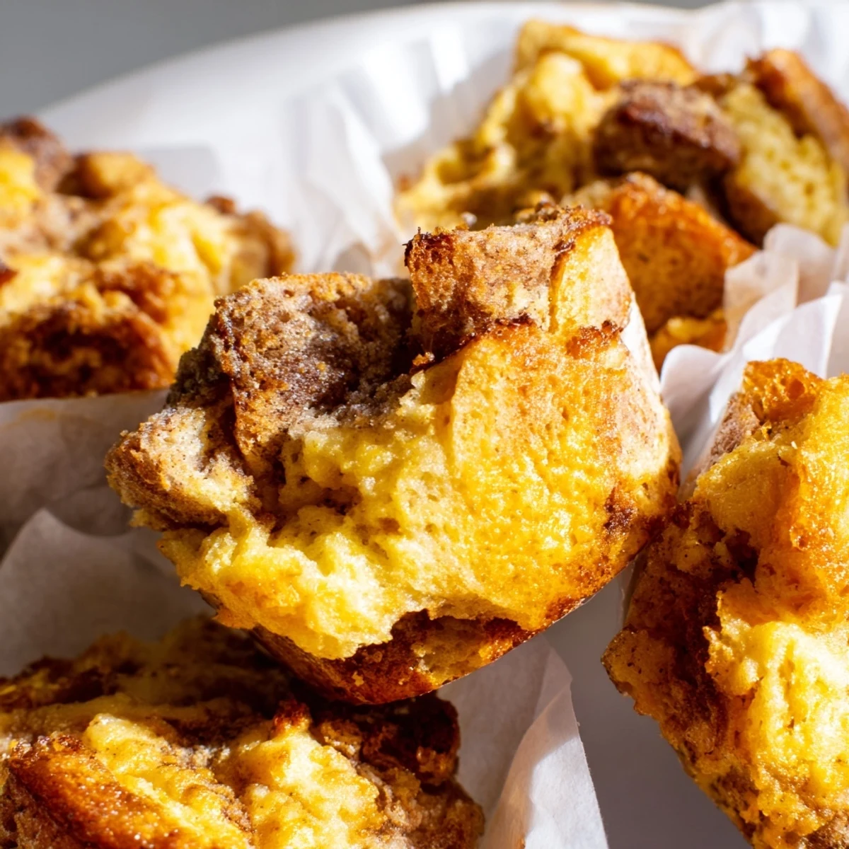 Delicious Protein French Toast Muffins with chopped pecans, presented on a rustic wooden serving board.