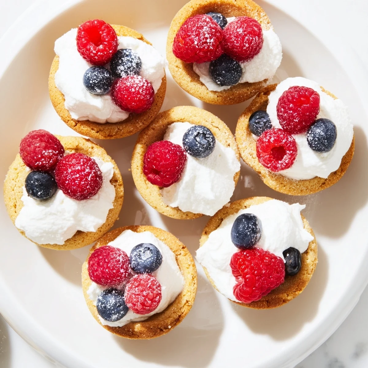 Individually portioned Sugar Cookie Cups topped with colorful sprinkles and chocolate chips, perfect for a party platter.