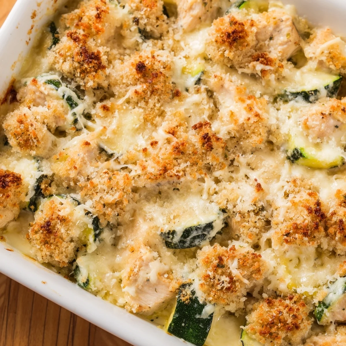 Serve this savory Chicken Zucchini Bake with a fresh green salad for dinner.