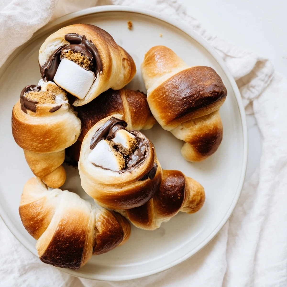 Golden-brown pastry spirals feature a sweet marshmallow center and crunchy graham topping, ideal for easy American dessert recipes.
