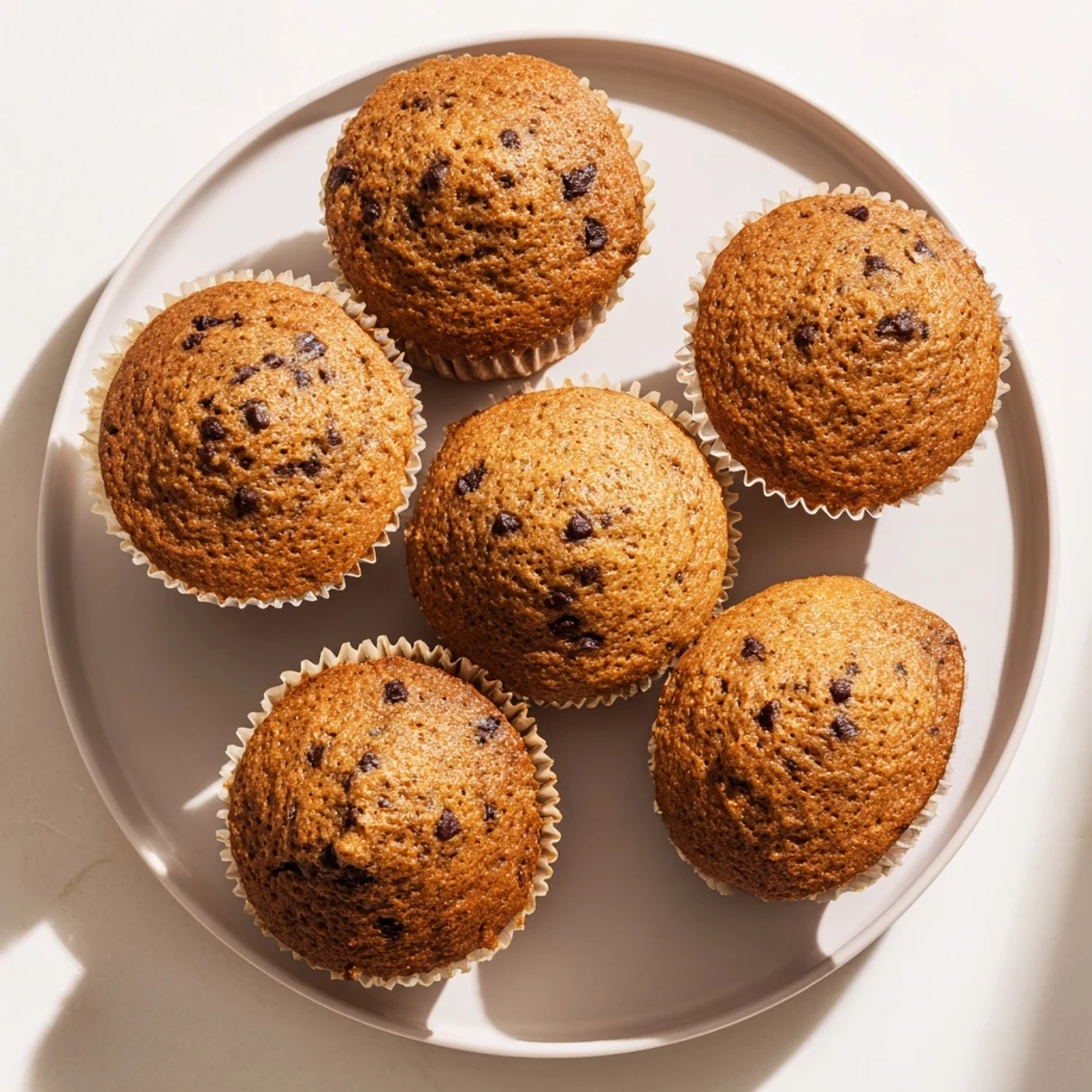 Freshly baked French Roast Coffee Muffins with mochi flour sit beside a steaming mug of dark coffee.