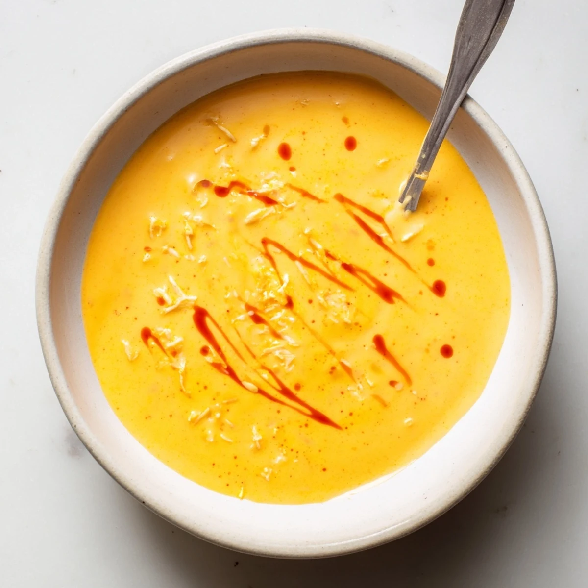 Velvety Snappy Cheddar Sauce in a white bowl, garnished with parsley and ready to dip pretzels.
