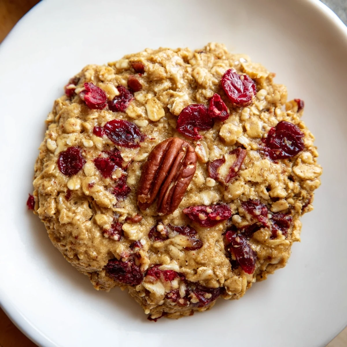 Freshly baked Chai Oatmeal Craisin Cookies cool on a wire rack, featuring chewy oats, tart cranberries, and warm chai spices.