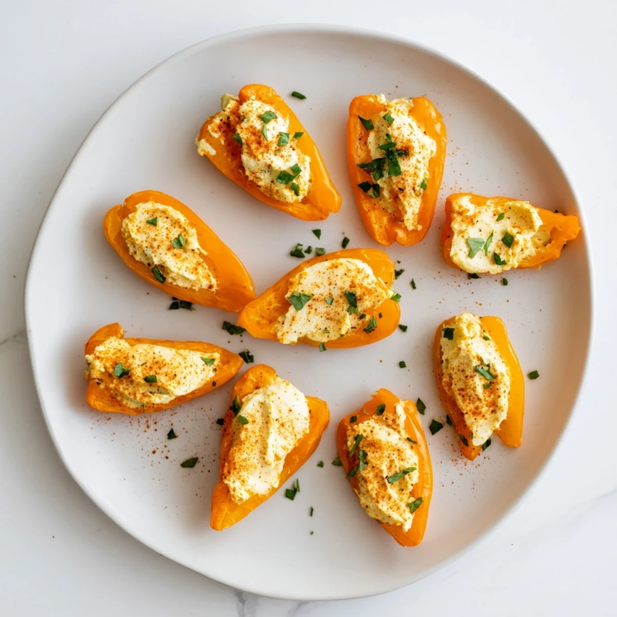 Colorful roasted mini peppers filled with savory cream cheese blend, air fried to tender perfection