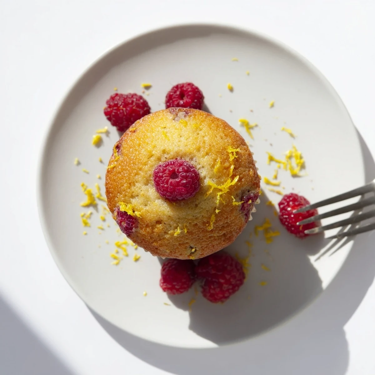 Zesty lemon raspberry muffins cooling on a wire rack after baking until golden brown