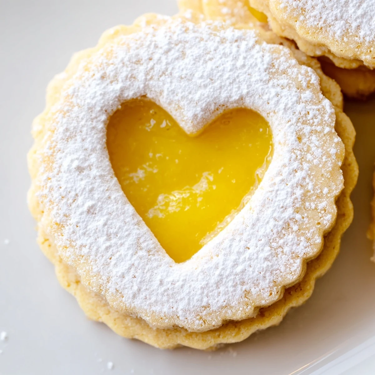 Tender Linzer cookies filled with bright Meyer lemon curd and topped window cutouts