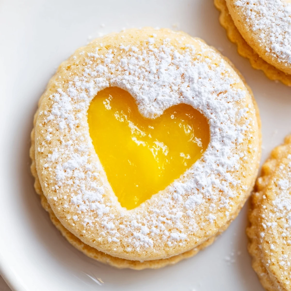 Buttery almond flour Linzer cookies showcasing tangy Meyer lemon curd through center cutouts