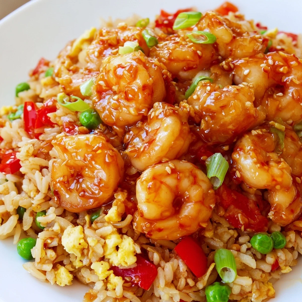 Vibrant Asian fusion bowl featuring juicy garlic prawns and spicy sweet chilli rice