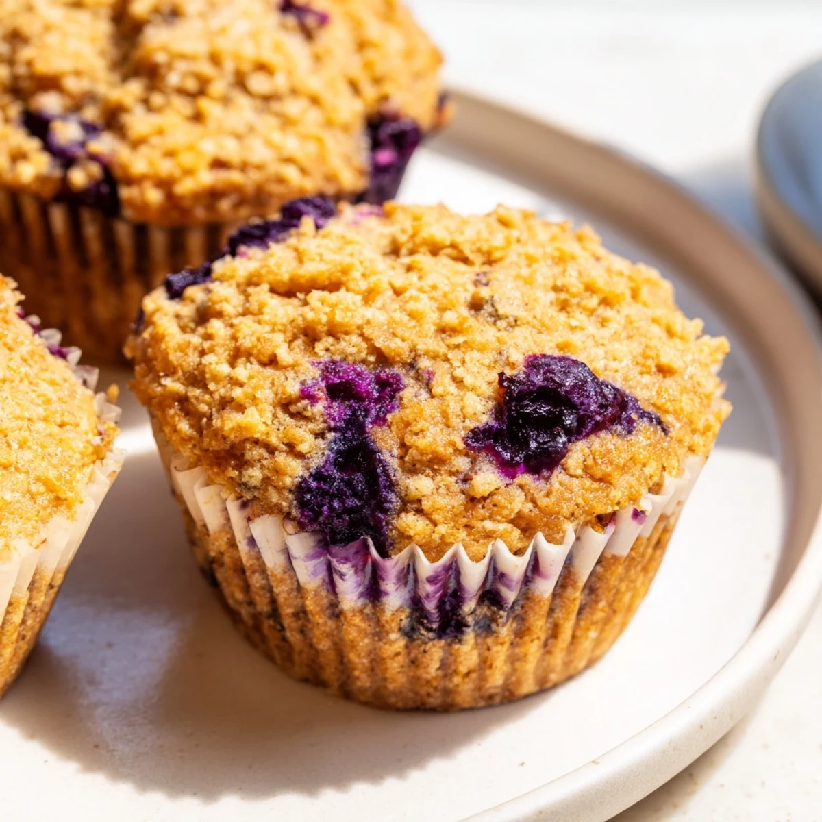 Moist gluten-free blueberry muffins made with almond flour and creamy Greek yogurt breakfast treat