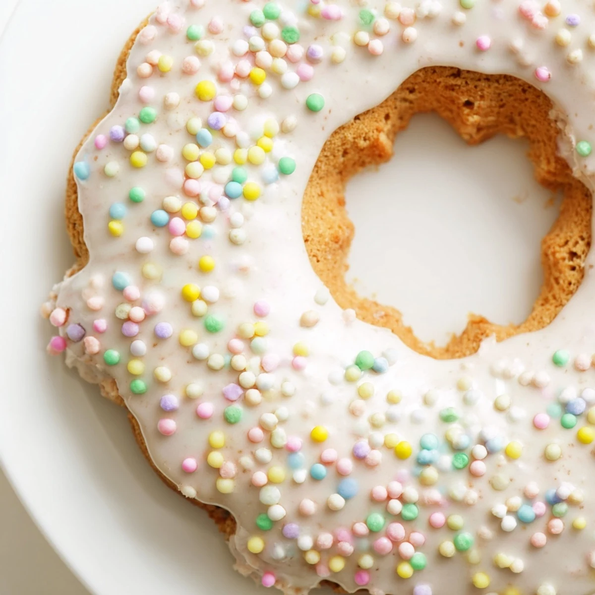 Baked ring-shaped Italian Easter cookies with lemon flavor and sweet glaze decoration