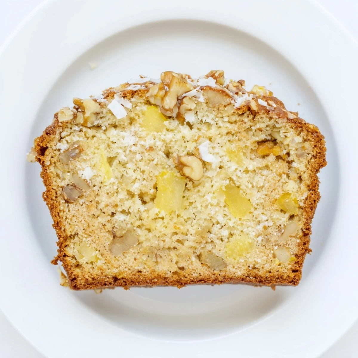 Moist tropical loaf featuring sweet pineapple and coconut flakes, perfect for breakfast or afternoon snacking