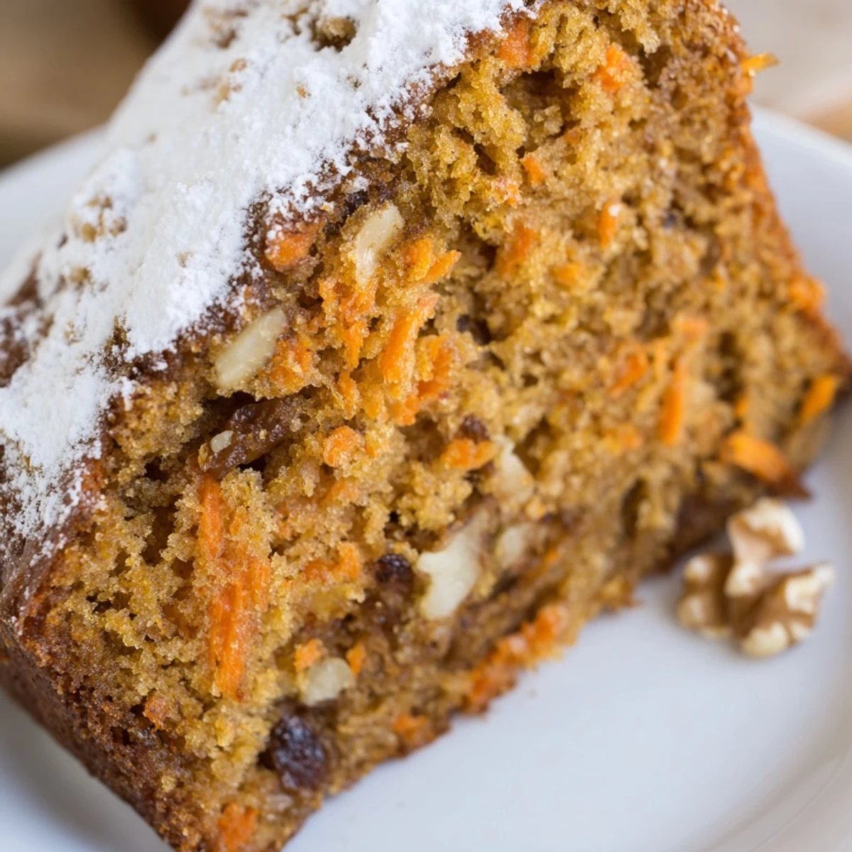 Moist Greek yogurt carrot cake with grated carrots and warm cinnamon spices