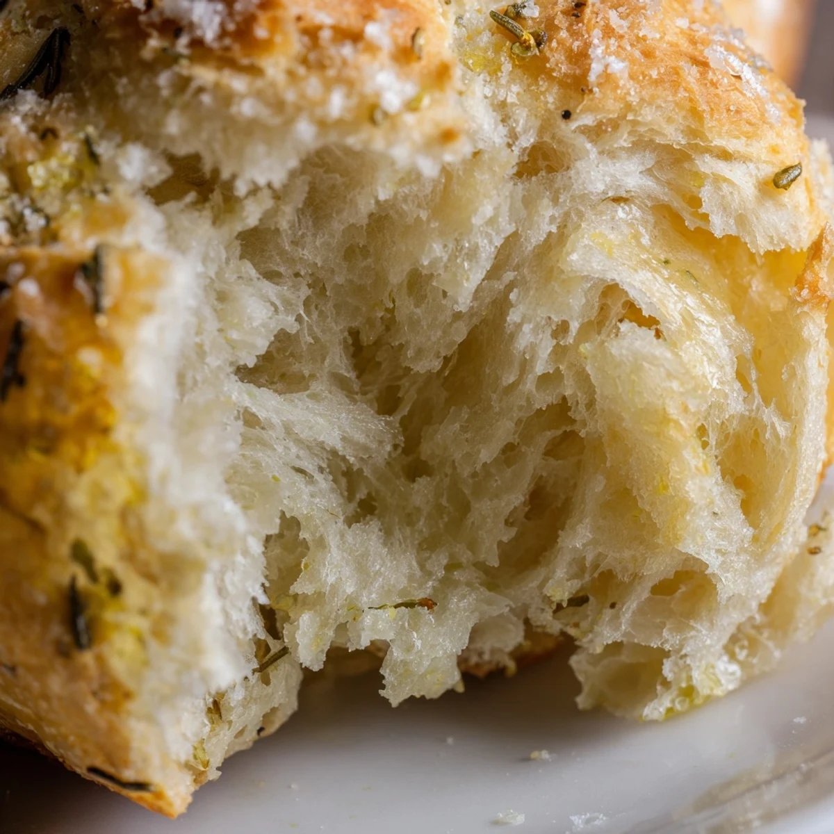 Warm artisan skillet bread featuring roasted garlic and fresh rosemary in a cast iron pan