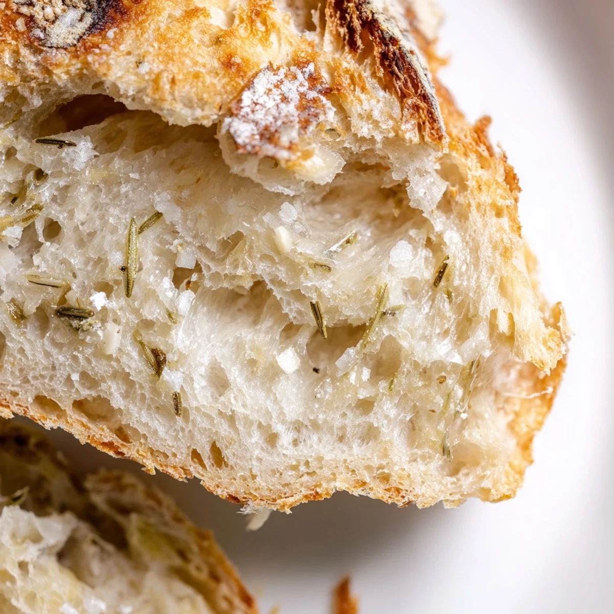 Chewy homemade bread baked to golden perfection with aromatic rosemary and crisp garlic edges