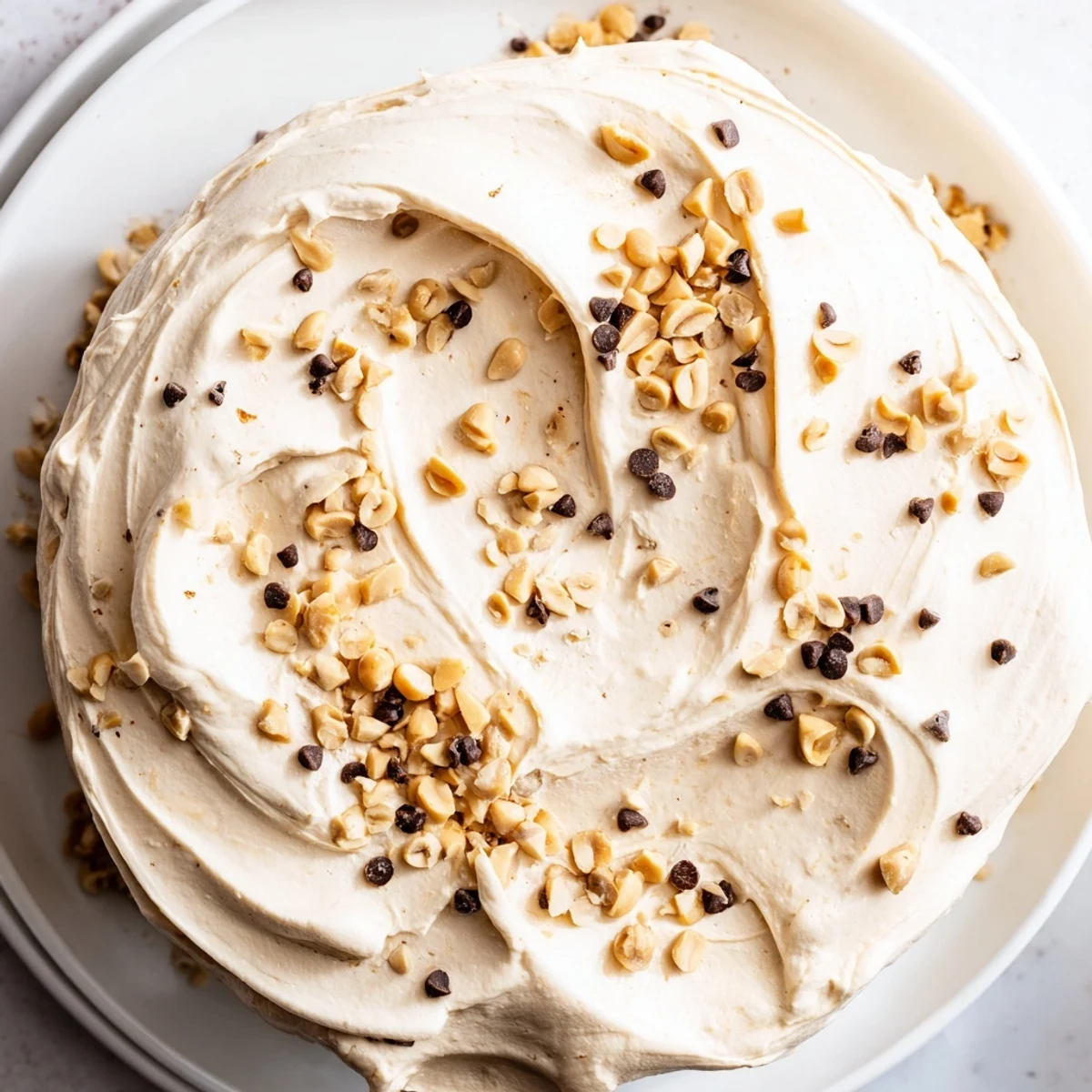 Light and fluffy peanut butter mousse dessert with whipped topping served in elegant glass cups for an easy American sweet treat