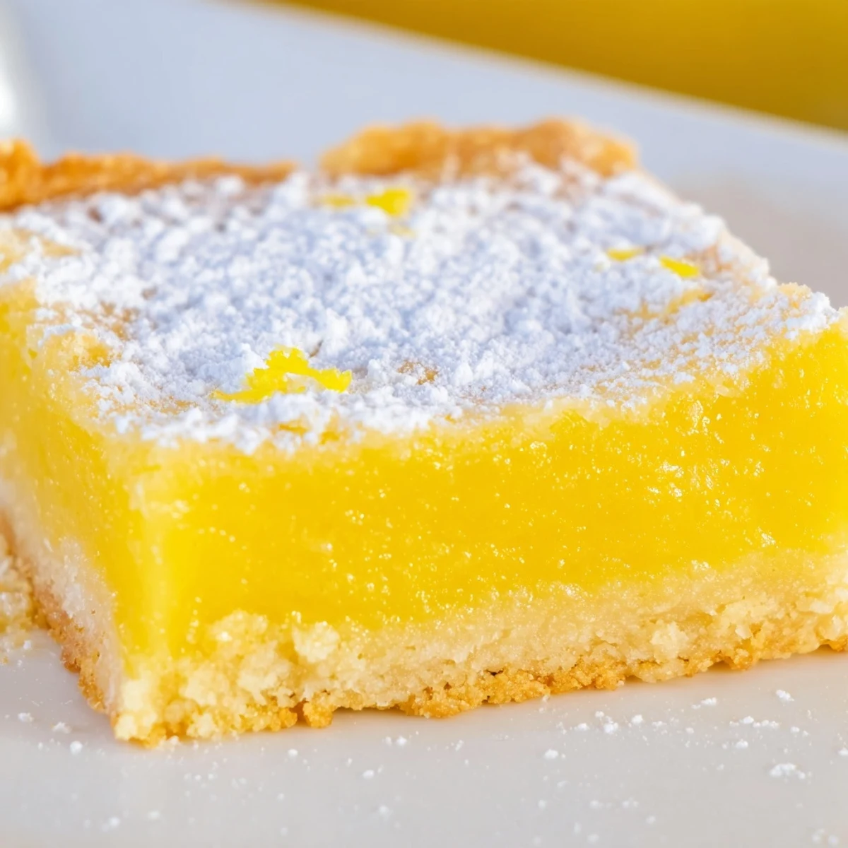 Classic lemon bars showcasing a vibrant yellow filling atop a golden crust