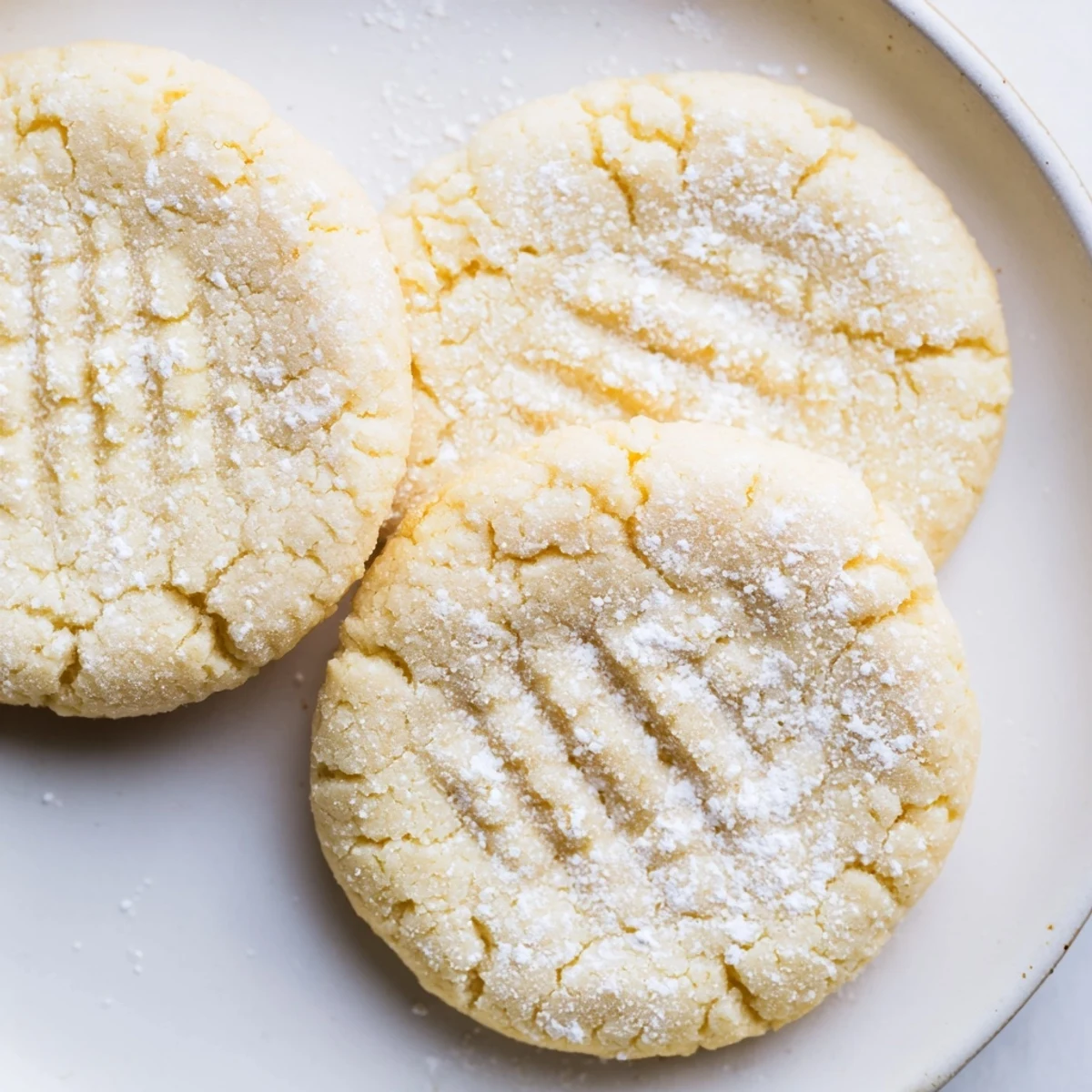 A plate of tender Grandma's Secret Butter Cookies paired with a steaming cup of tea