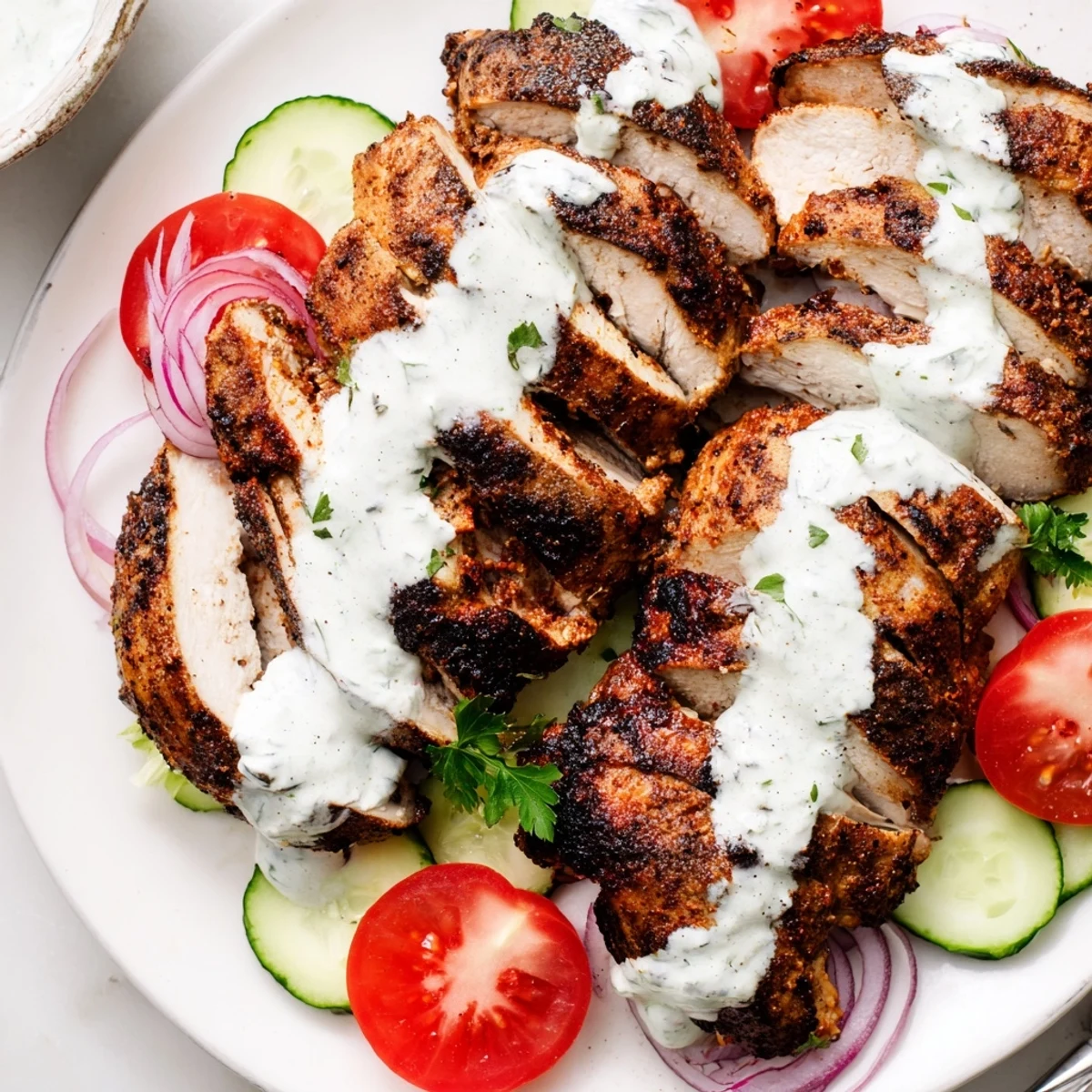 Tender, spiced Shawarma Chicken With Garlic Sauce tucked into warm pita