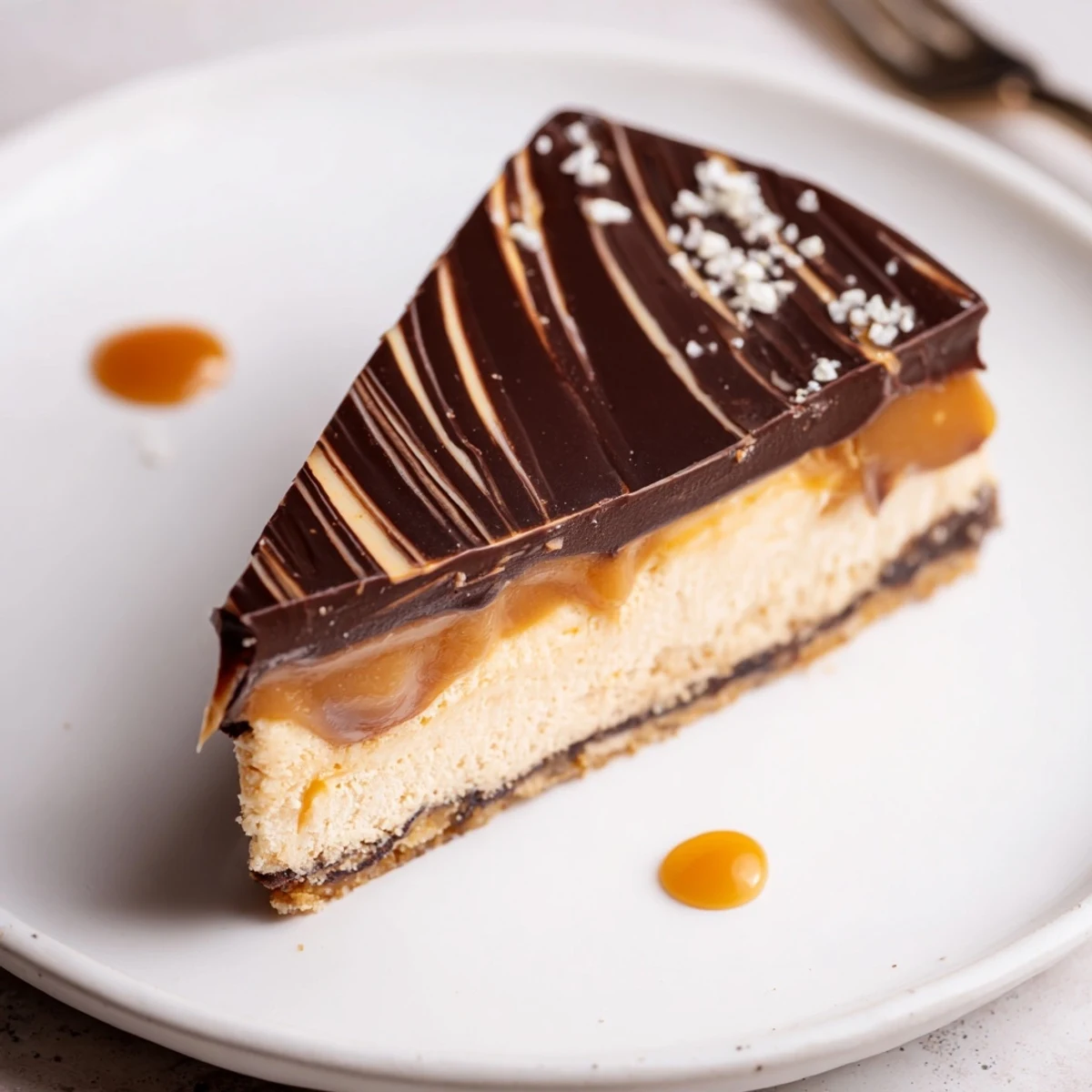 Chilled Luxurious Millionaire Cheesecake served with dark espresso and flaky sea salt