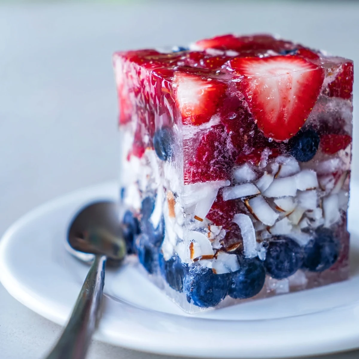 Red White And Blue Ice Cubes Recipe chilling in tray, vibrant patriotic colors