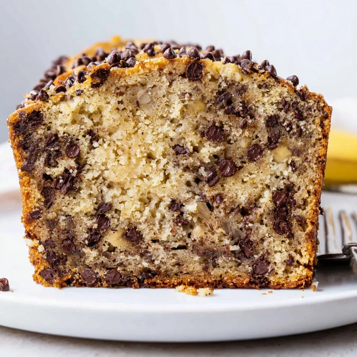 Warm slices from Banana Chocolate Chip Cake Recipe served with vanilla ice cream.  