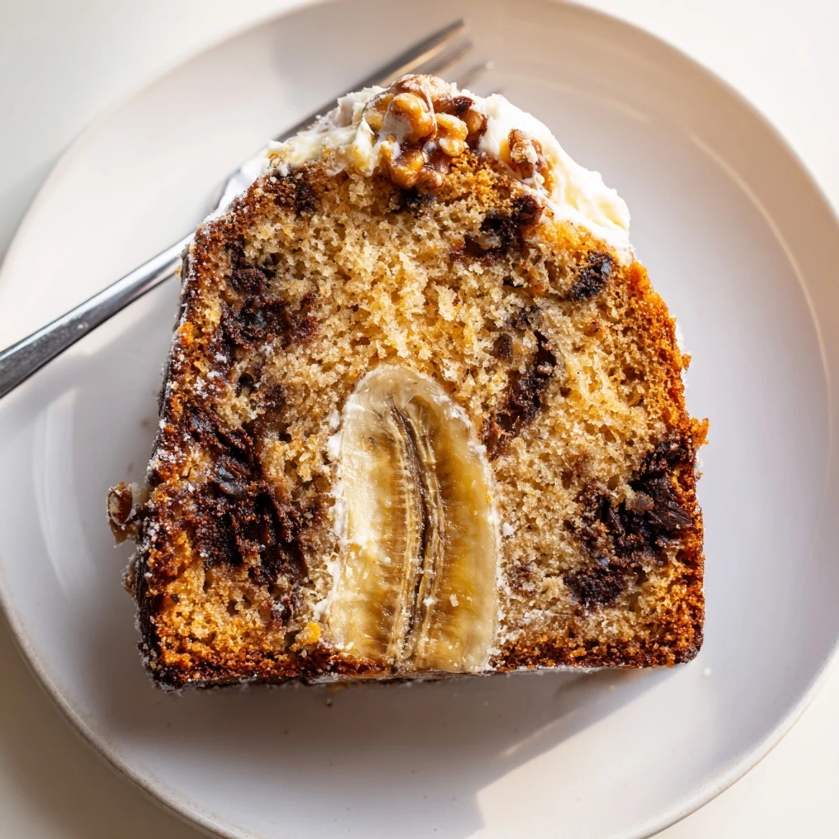 Warm Banana Bread Cake Recipe with cinnamon aroma, walnuts and melting butter