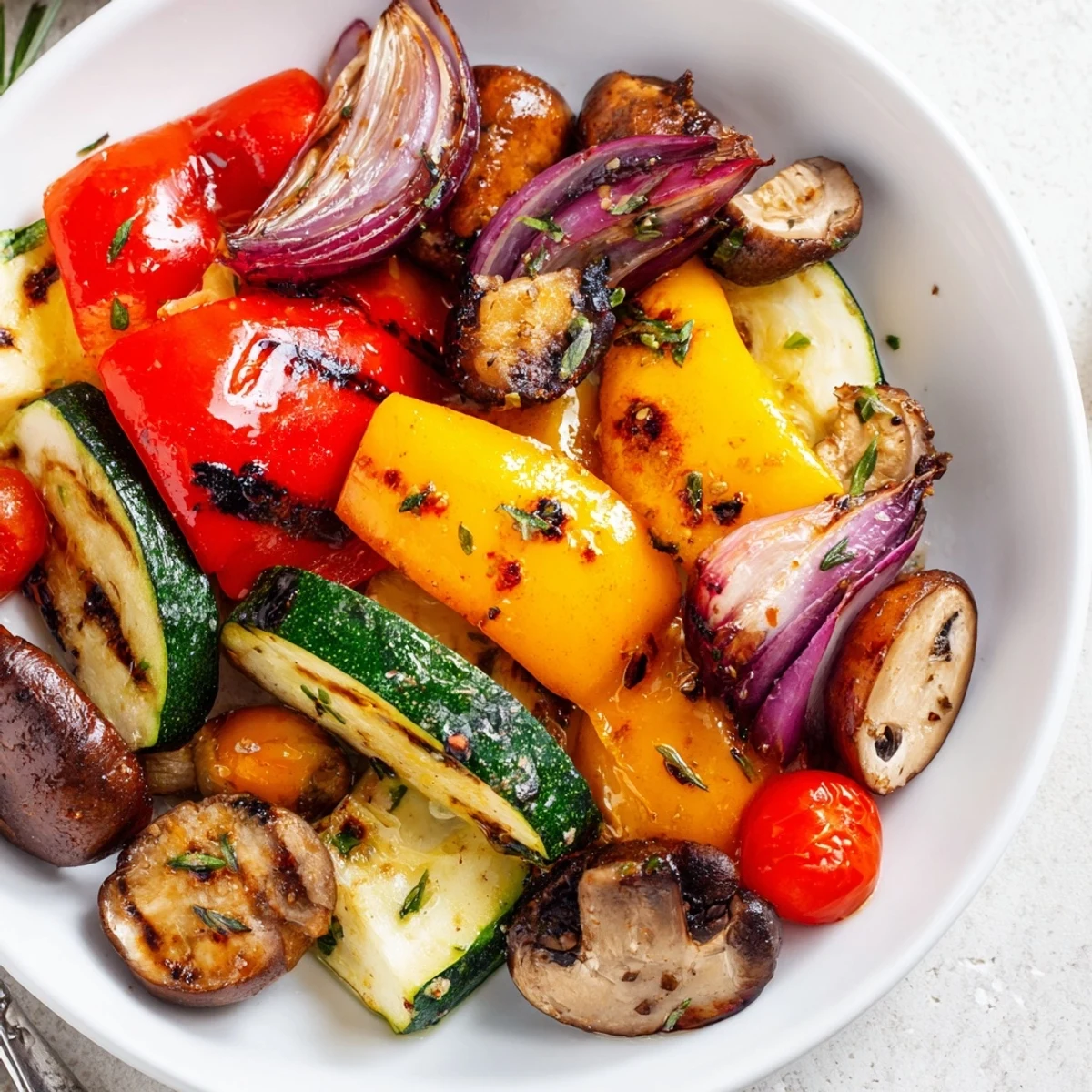 Smoky summer platter from Incredible BBQ Grilled Vegetables Marinated Recipe, served warm