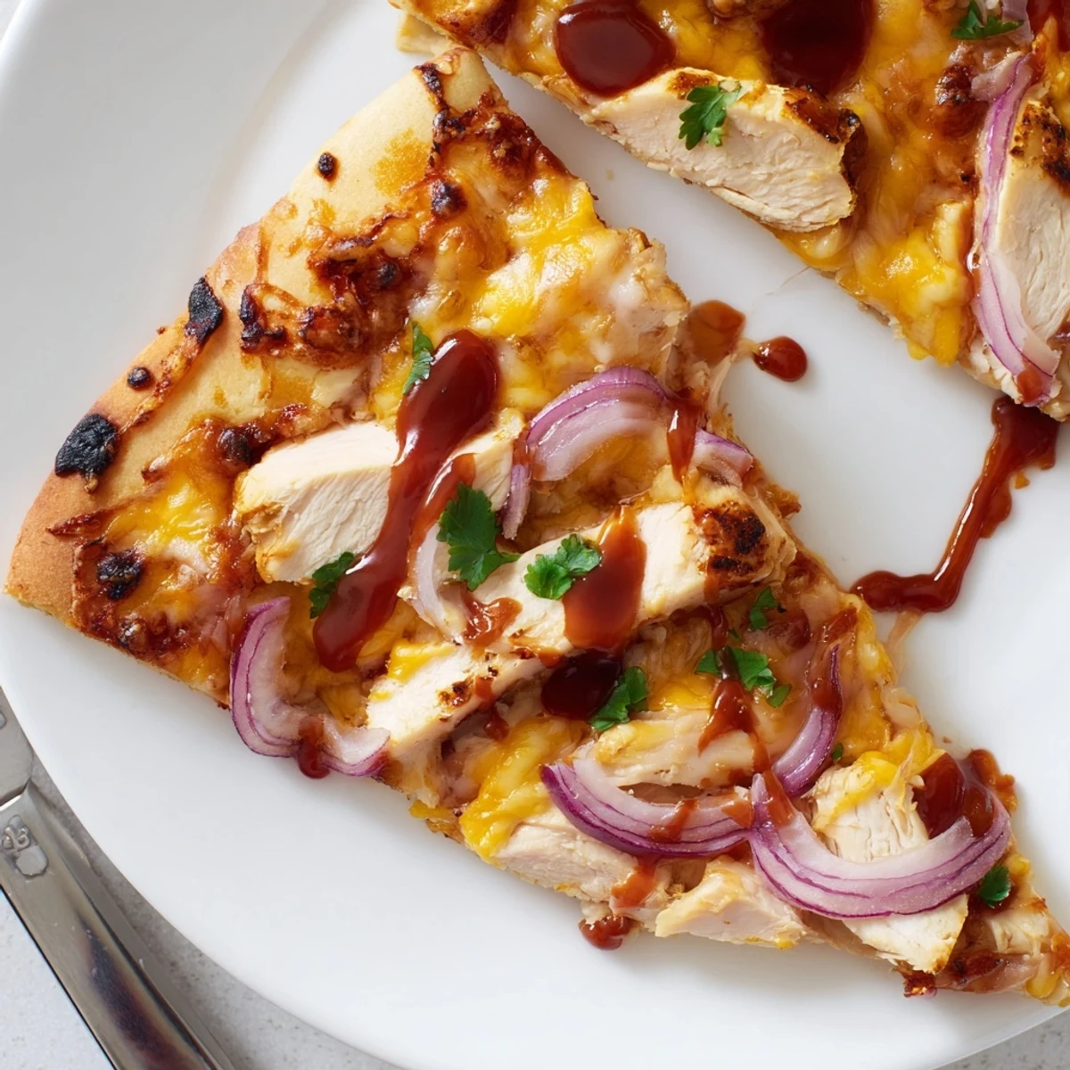 Grilled BBQ Chicken Pizza Recipe with smoky charred crust, gooey melted cheese