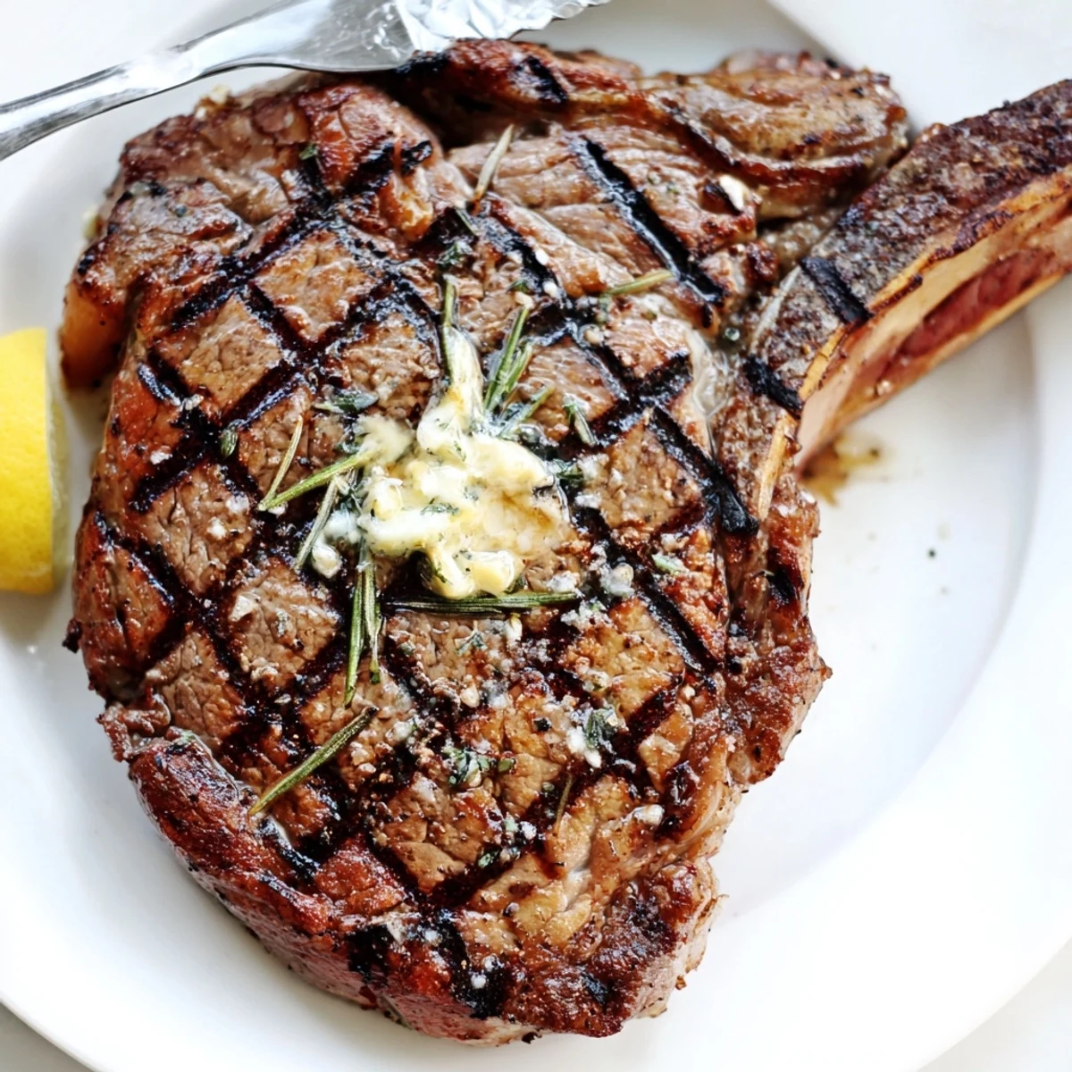 Grilled slices from How To Grill Steak Recipe served with melting butter
