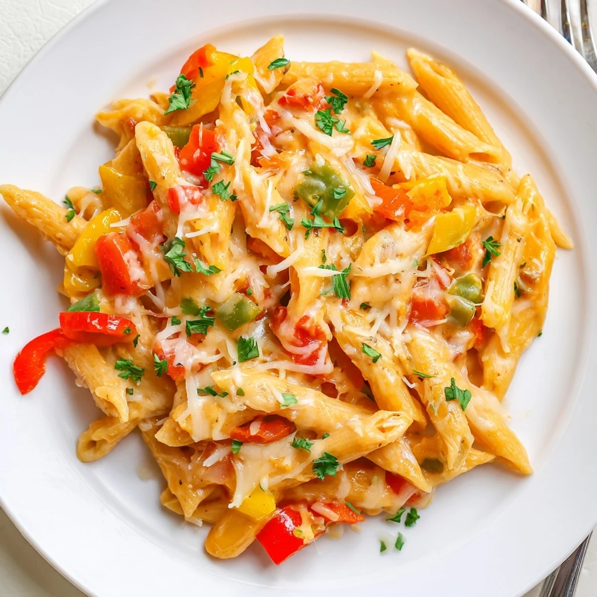 Weeknight comfort Cheesy Stuffed Pepper Skillet Pasta served hot with crusty bread