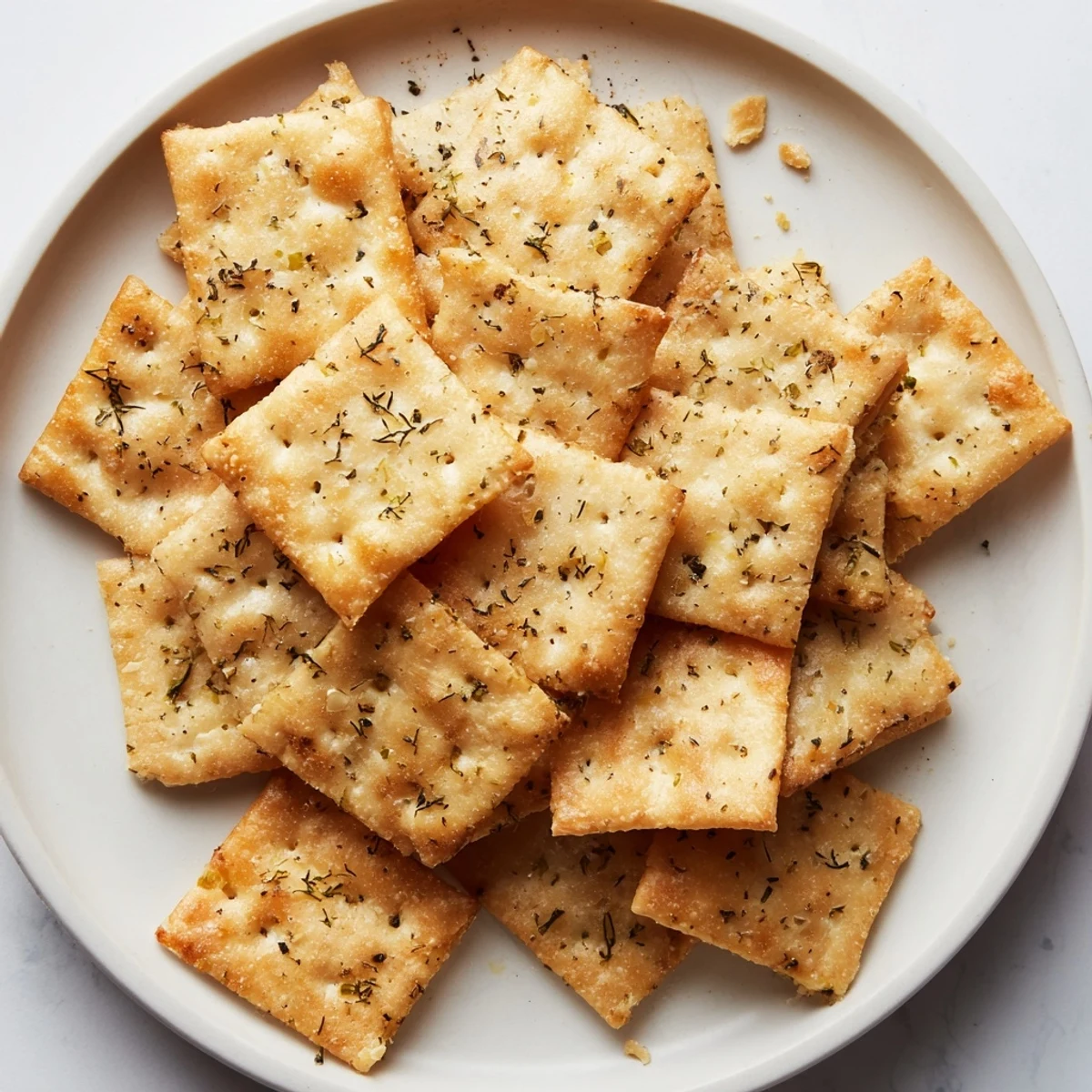 Dill Pickle Saltines: golden crispy crackers tossed in tangy dill seasoning
