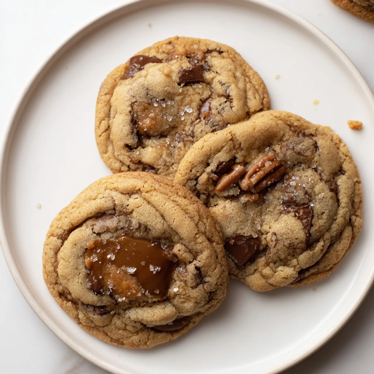 Freshly baked Brown Butter Chocolate Chip Cookies with crisp edges and chewy middles