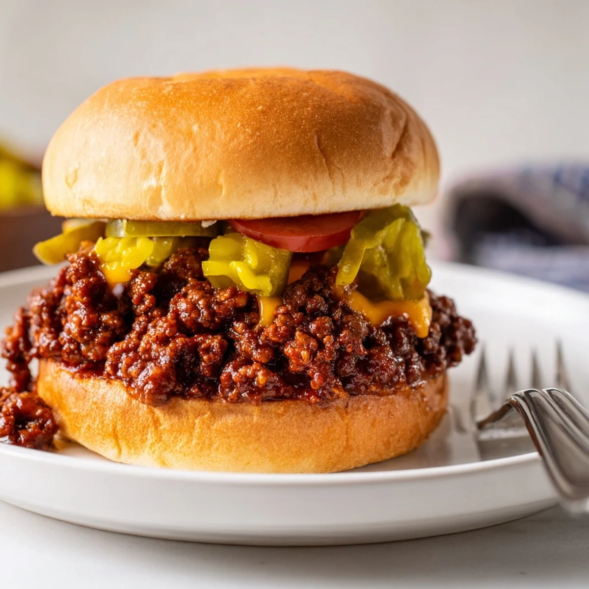 Smash Burger Sloppy Joes with melted cheese dripping over a golden toasted bun