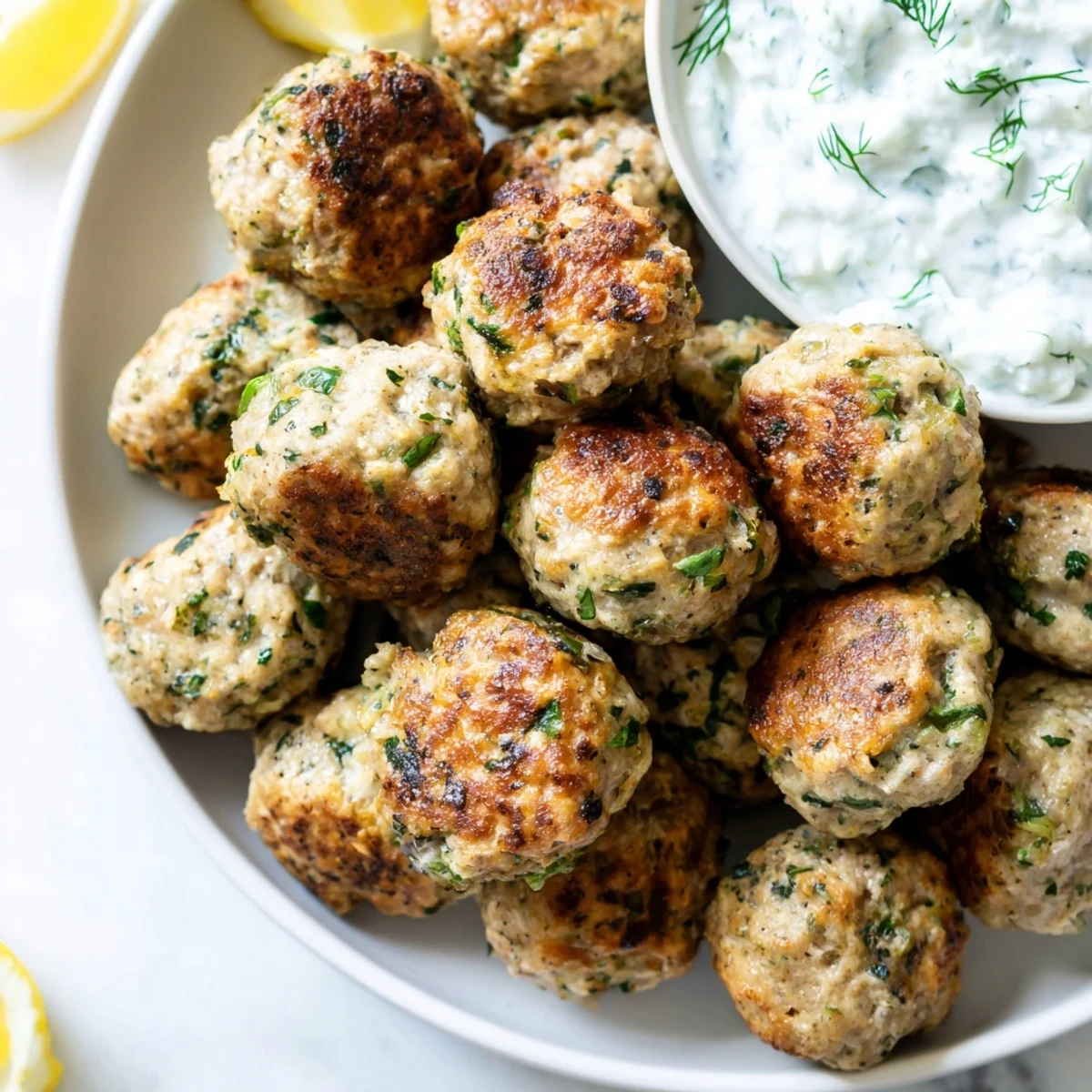 Greek Turkey Meatballs With Tzatziki