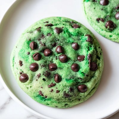 Platter of soft and chewy Mint Chocolate Chip Cookies, perfect for St. Patrick's Day or a refreshing dessert snack.  