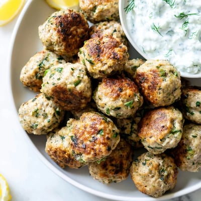 Greek Turkey Meatballs With Tzatziki