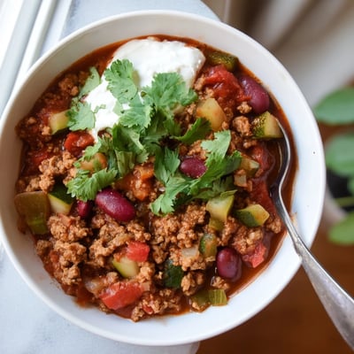 Thick hearty diabetic chili recipe loaded with lean turkey beans and colorful vegetables